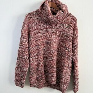 Elsamanda Made in Italy Wool Blend Chunky Turtleneck Sweater Speckled Knit M